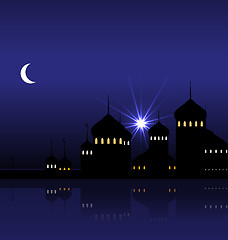 Image showing Ramadan Background with Silhouette Mosque