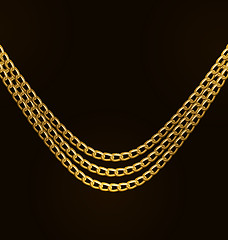 Image showing Beautiful Golden Chains Isolated on Black Background
