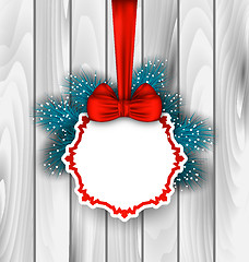 Image showing Winter Elegant Card with Red Bow Ribbon