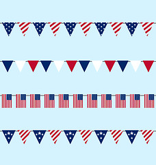 Image showing Hanging Bunting pennants for Independence Day USA, Set Tradition