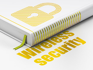 Image showing Protection concept: book Closed Padlock, Wireless Security on white background