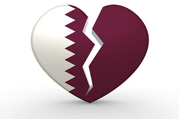 Image showing Broken white heart shape with Qatar flag