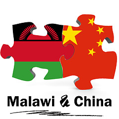 Image showing China and Malawi flags in puzzle 