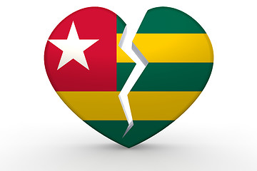 Image showing Broken white heart shape with Togo flag