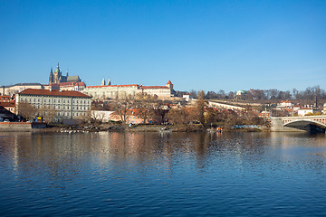 Image showing Cathedral of St. Vitus, Prague castle and the Vltava River