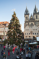 Image showing Christmas market at Old Town Square in Prague