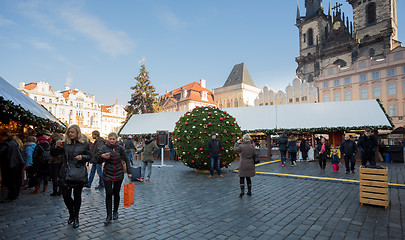 Image showing Christmas market at Old Town Square in Prague
