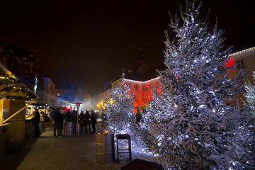 Image showing Christmas Market on Gradec square in Zagreb advent evening view 