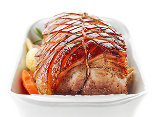 Image showing roasted pork on white background