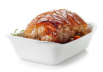 Image showing roasted pork on white background