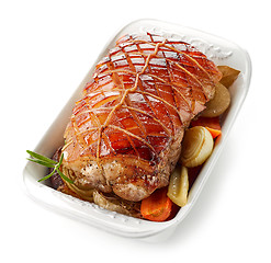 Image showing roasted pork on white background