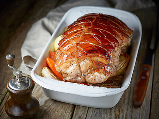 Image showing roasted pork and vegetables