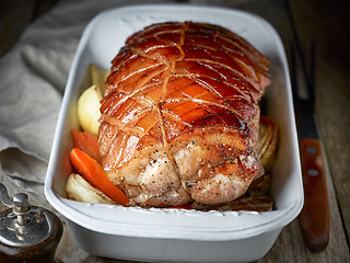 Image showing roasted pork and vegetables