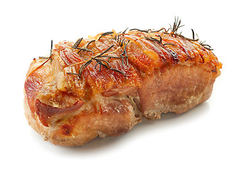 Image showing roasted pork on white background