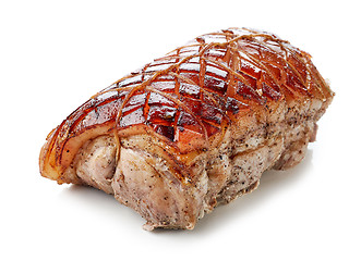 Image showing roasted pork on white background