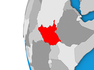 Image showing South Sudan on globe