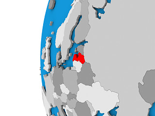 Image showing Latvia on globe