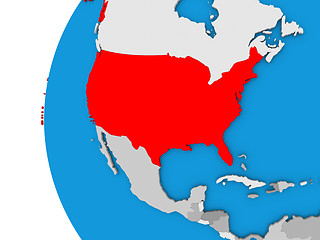 Image showing USA on globe