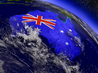 Image showing Australia with embedded flag on Earth