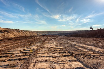 Image showing Large excavation site with roads ahead