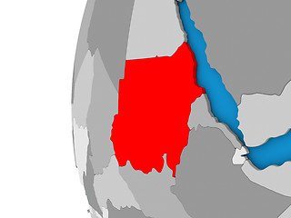 Image showing Sudan on globe