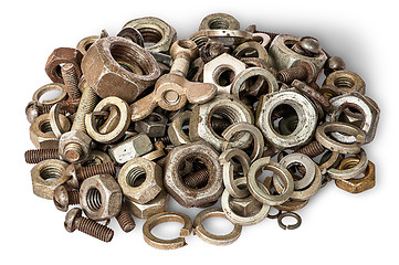 Image showing Pile of old fasteners top view