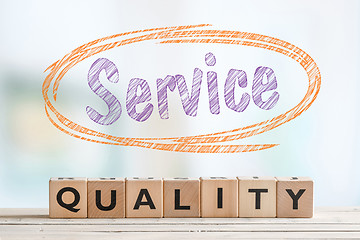 Image showing Service quality sign with wooden blocks