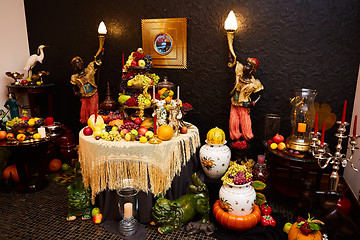 Image showing Different fresh fruits on wedding buffet table