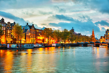 Image showing Amsterdam city view with Amstel river