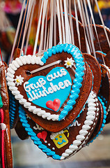 Image showing Heart shaped gingerbread for Christmas