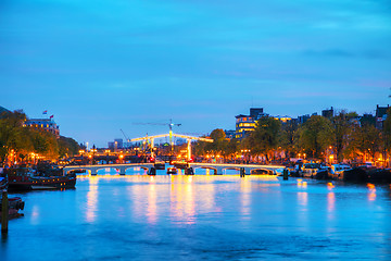 Image showing Amsterdam city view with Amstel river