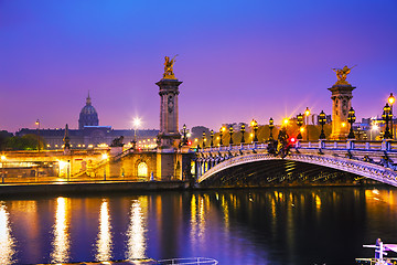 Image showing Pont Alexandre III (Alexander III bridge) in Paris, France 