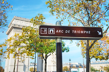 Image showing The Arc de Triomphe de l\'Etoile sign