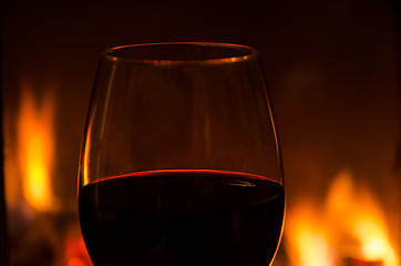 Image showing Glowing glass of red wine detail