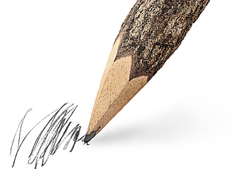 Image showing Writing unusual pencil in the form of logs