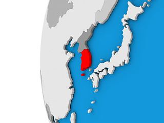 Image showing South Korea on globe