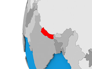 Image showing Nepal on globe