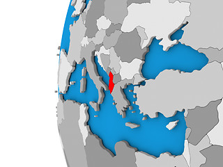 Image showing Albania on globe