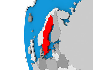 Image showing Sweden on globe