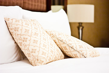 Image showing Pillows in Hotel bedroom