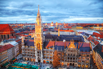 Image showing Aerial view of Marienplatz in Munich