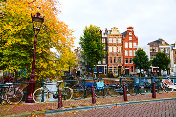 Image showing Amsterdam city view with canals