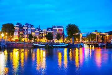 Image showing Amsterdam city view with Amstel river