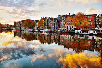 Image showing Amsterdam city view with Amstel river