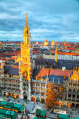 Image showing Aerial view of Marienplatz in Munich