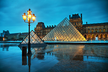 Image showing The Louvre Pyramid in Paris, France