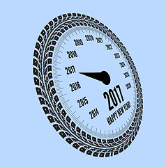 Image showing Speedometer 2017 year greeting