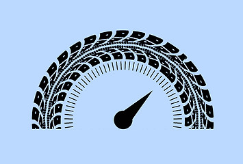 Image showing Speedometer vector illustration. Styling by tire tracks.