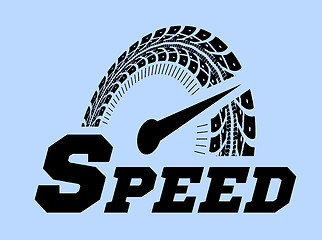 Image showing Speedometer vector illustration. Styling by tire tracks.