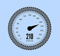 Image showing Speedometer vector illustration. Styling by tire tracks.